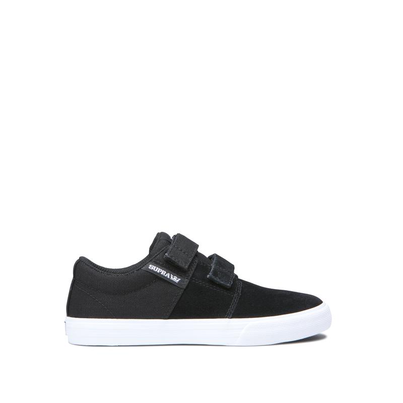 Zapatillas Bajas Supra Argentina Niños - STACKS II VULC VELCRO Negras / Gris (AUCSY-1740)